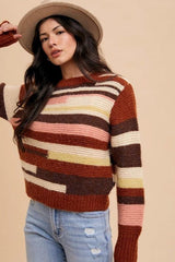 Pull à manches longues et col rond à blocs de couleurs Annie Wear