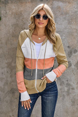 Cardigan à capuche ajouré à manches raglan et fermeture éclair