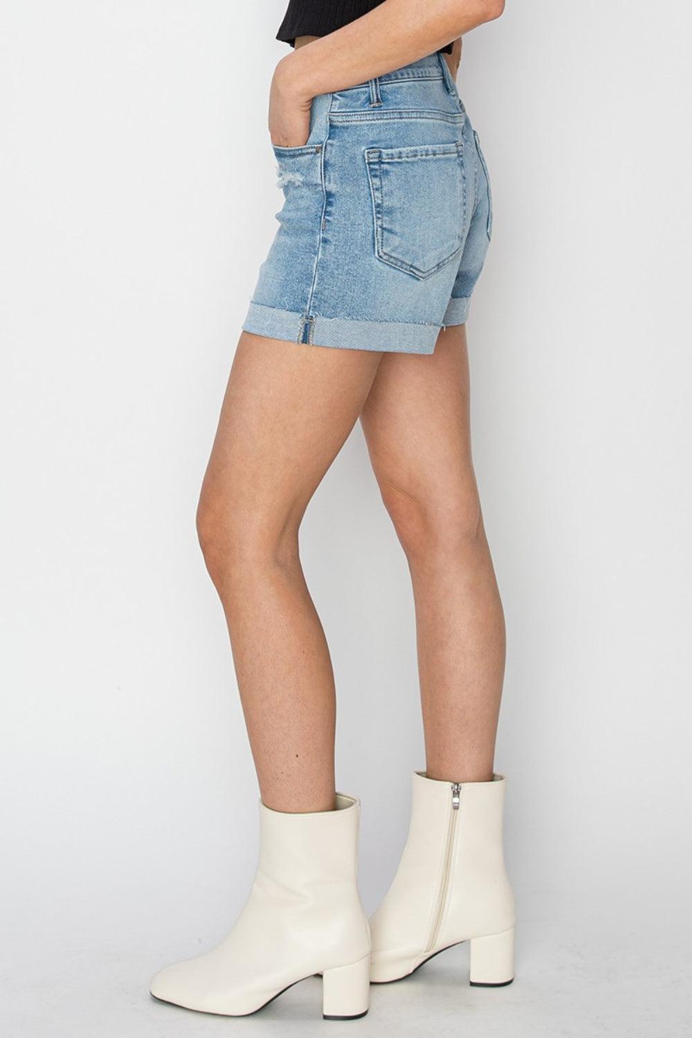 Short en jean taille mi-haute effet vieilli RISEN