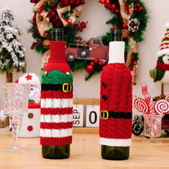 Lot de 2 housses de bouteille de vin en tricot torsadé