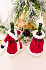 Lot de 2 housses pour bouteilles de vin en forme de robe de Noël