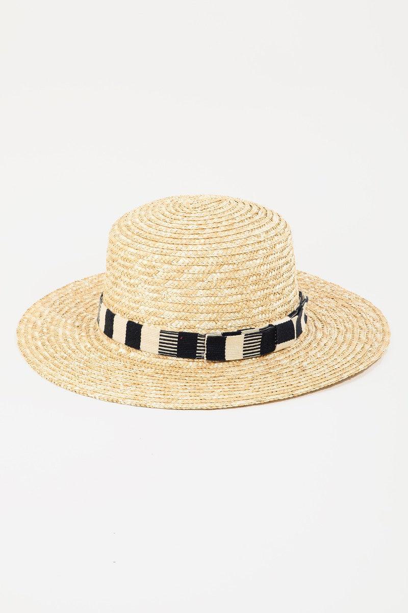 Chapeau de paille à large bord avec lanière Fame