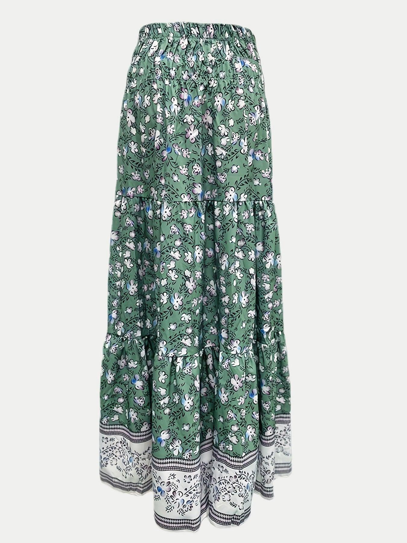 Jupe à taille élastique imprimée à plusieurs niveaux