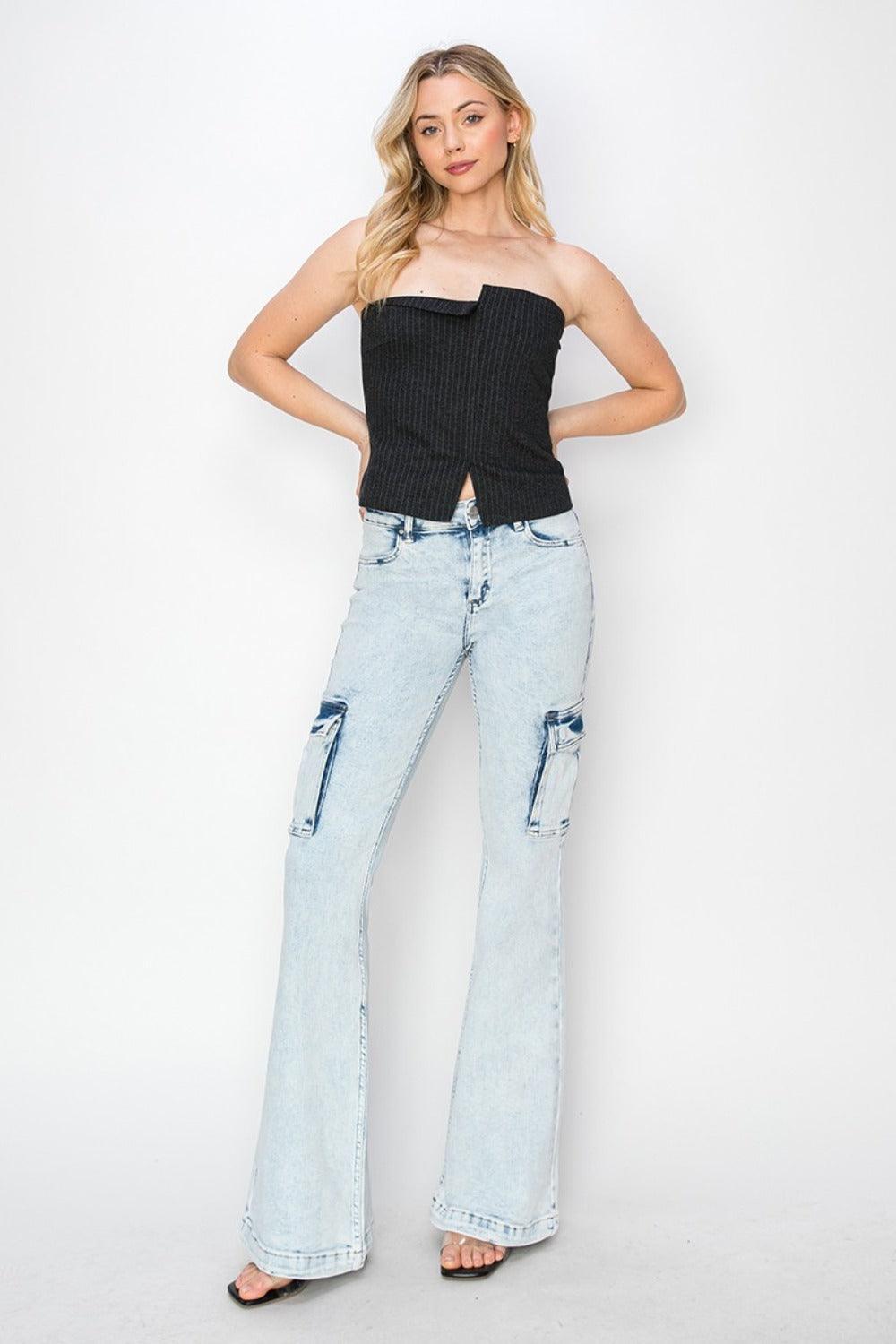 Jean cargo évasé taille haute RISEN