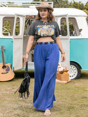 Pantalon large à rayures grande taille