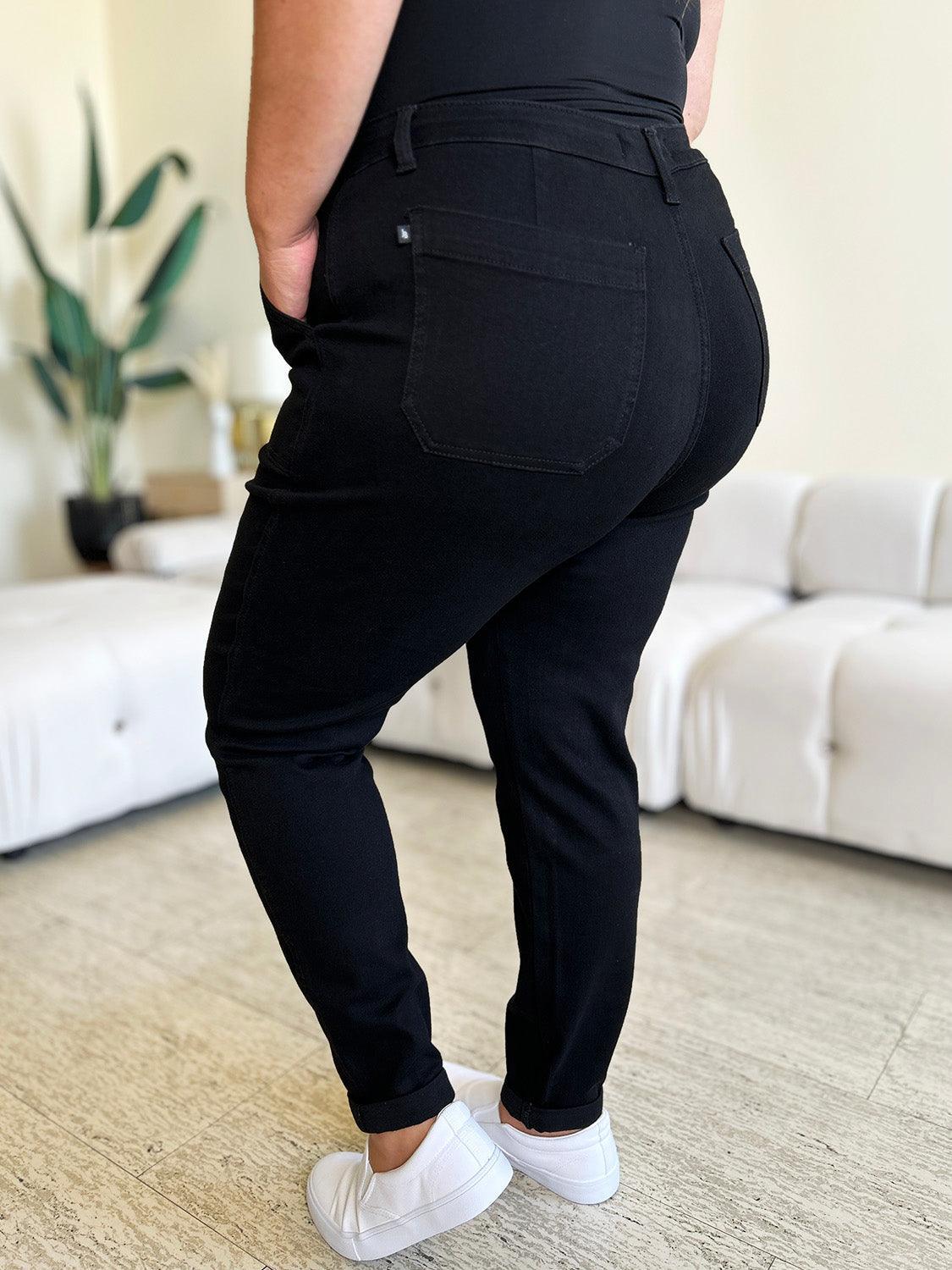 Jean taille haute bleu Judy à revers doubles et taille haute