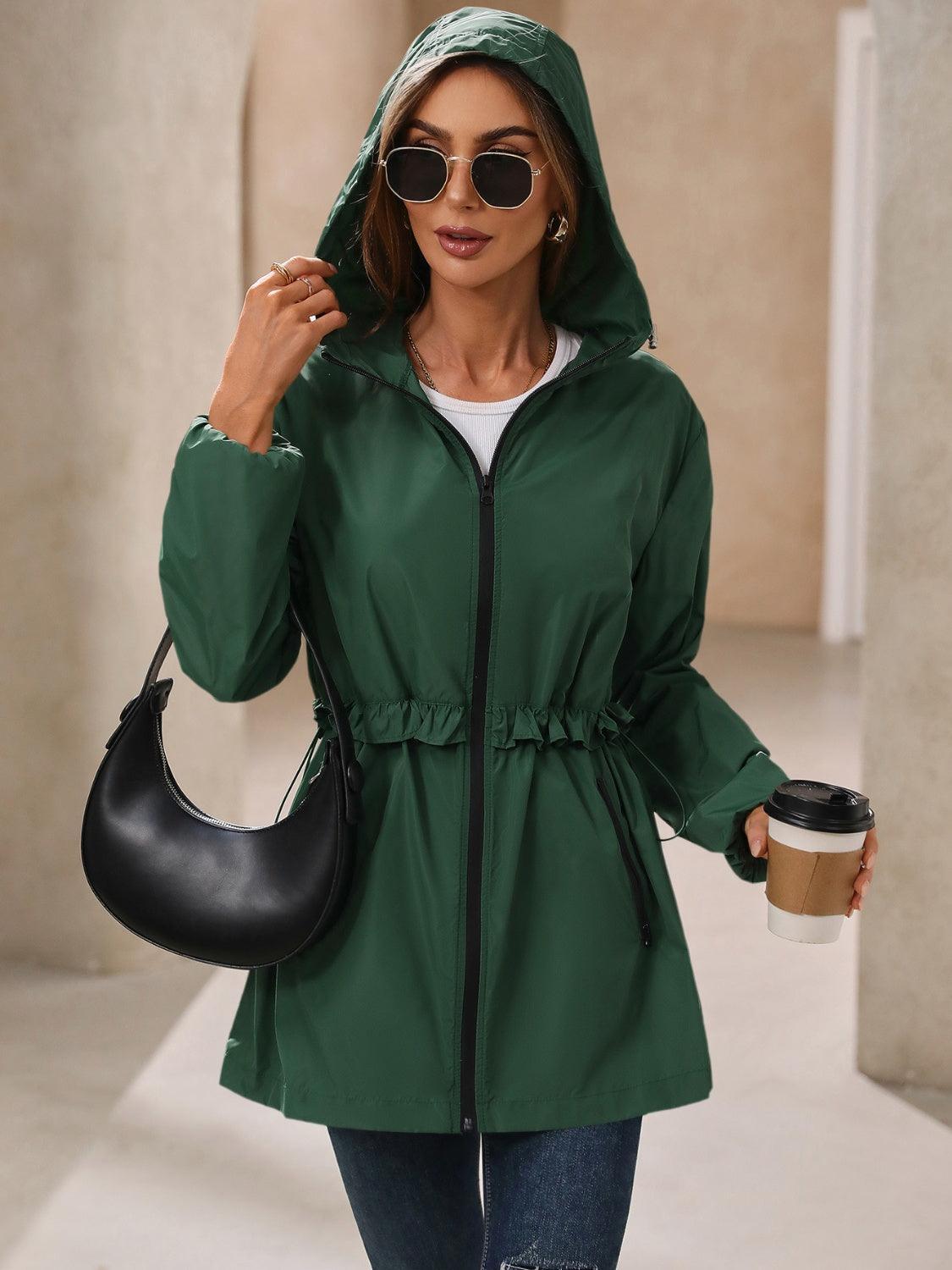 Coupe-vent à capuche et manches longues imperméable d'extérieur Ivy Lane