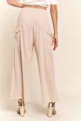Pantalon large bohème à taille froncée avec poches J.NNA