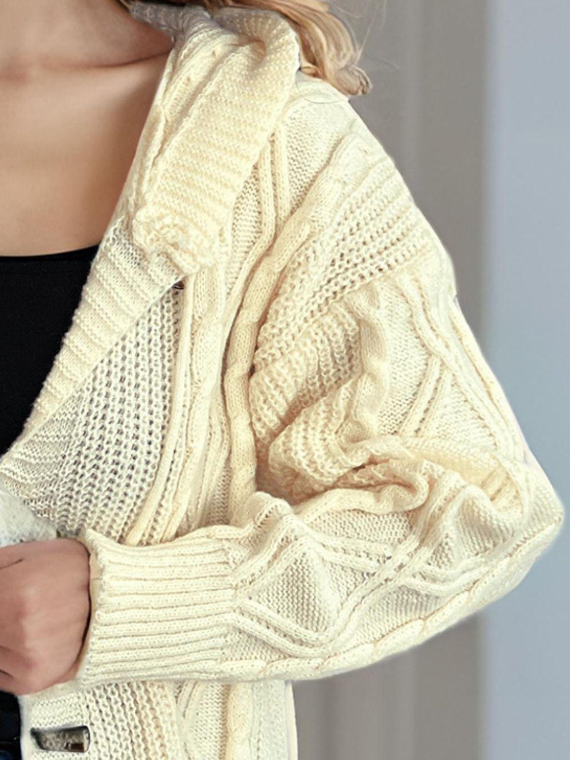 Cardigan à capuche à manches longues en maille torsadée