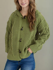 Cardigan à capuche à manches longues en maille torsadée