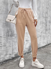 Pantalon droit avec cordon de serrage et poches