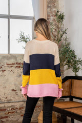 Pull à coutures apparentes en blocs de couleurs pleine grandeur Sew In Love