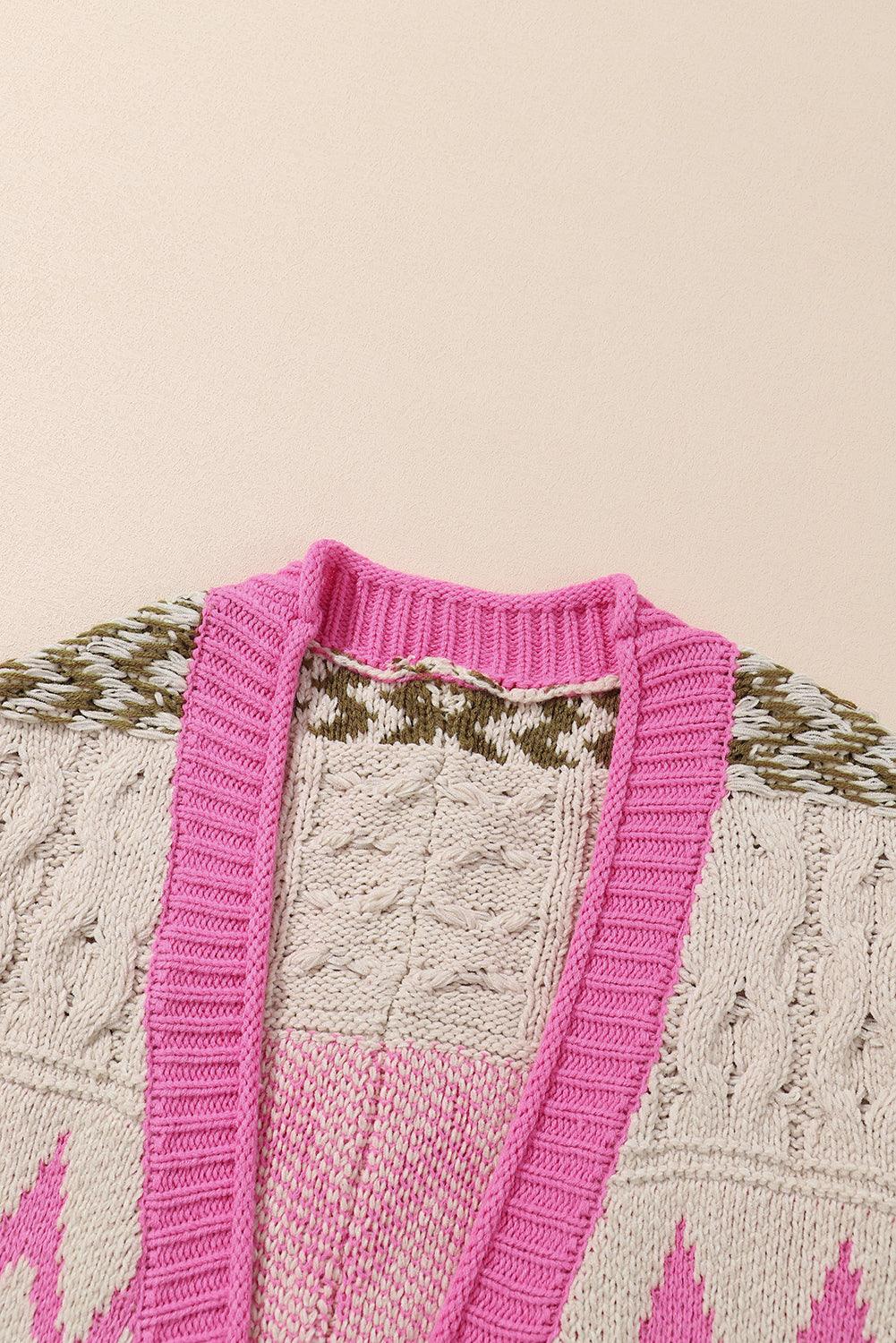 Cardigan ouvert à nouer contrasté sur le devant