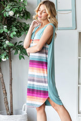 Robe rayée sans manches à col en V Heimish