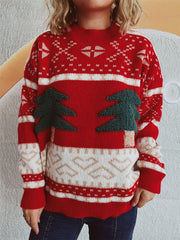 Pull à manches longues et col montant avec motif sapin de Noël
