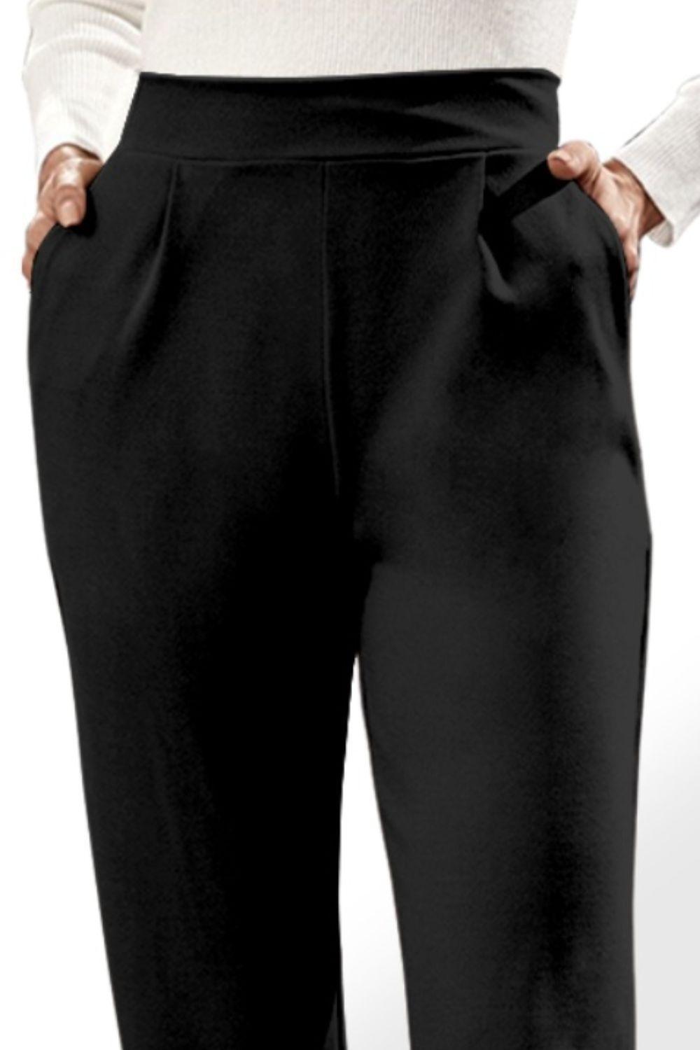 Pantalon droit taille haute avec poches