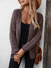 Cardigan ouvert à manches longues en maille torsadée