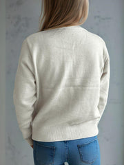 Cardigan boutonné à manches longues et col rond