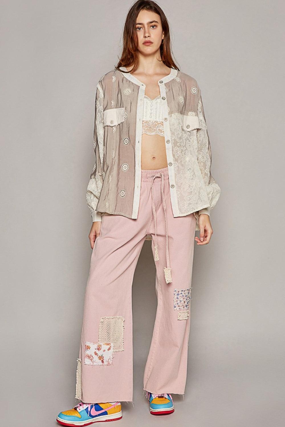 Chemise boutonnée à œillets POL