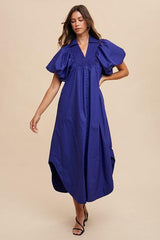 Robe mi-longue à manches bouffantes et froncées Annie Wear