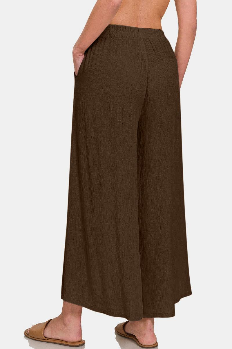 Pantalon large tissé Zenana avec poches
