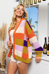 Cardigan à carreaux et blocs de couleurs BiBi