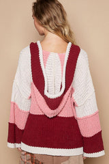 Pull à capuche à manches longues et blocs de couleurs POL