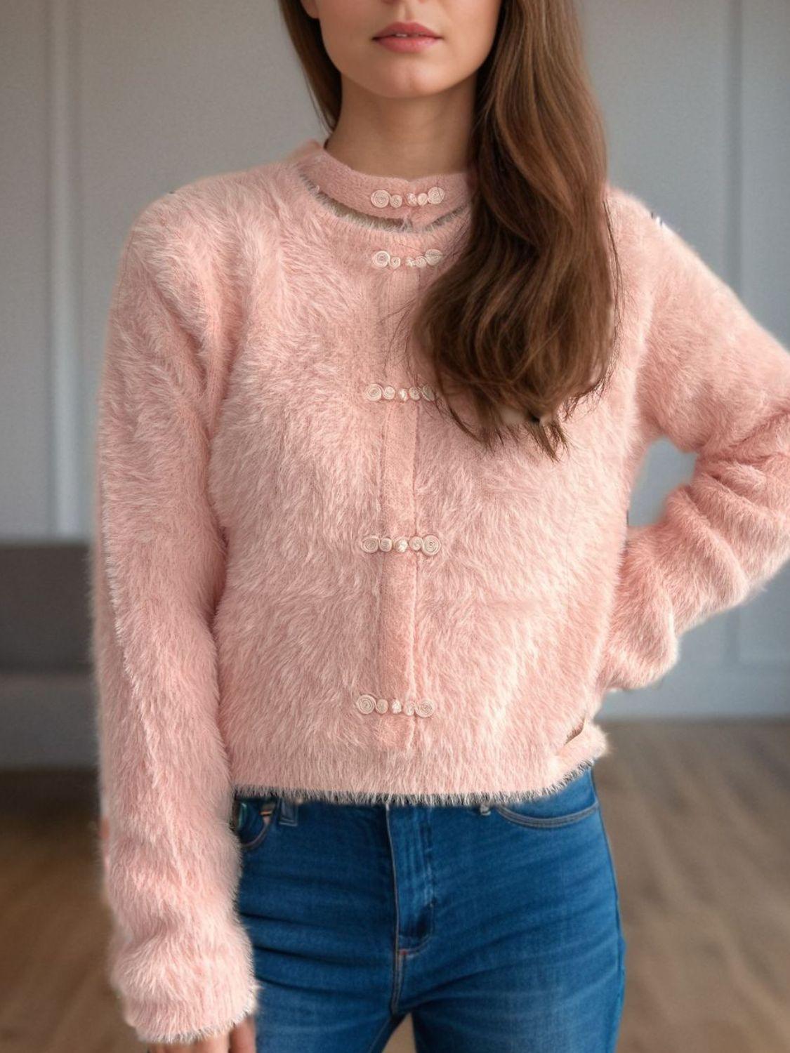 Cardigan à manches longues avec boutons et nœud découpé
