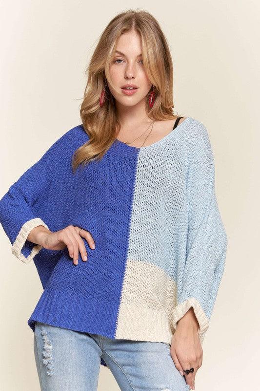 Pull à manches longues et blocs de couleurs avec fente latérale ADORA