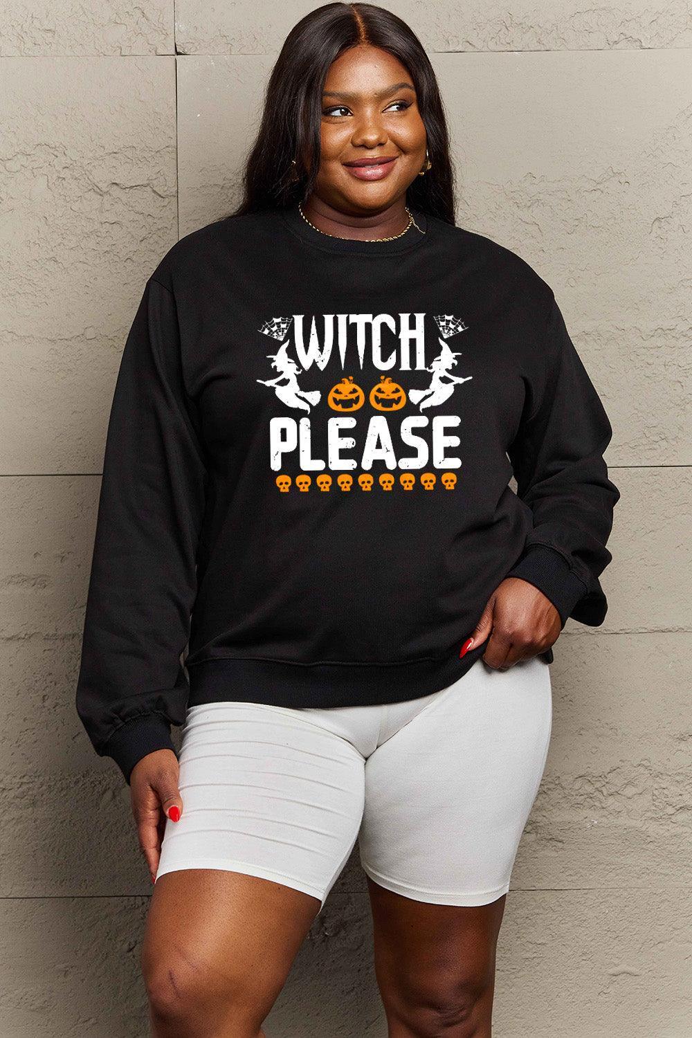 Sweat-shirt graphique WITCH PLEASE en taille réelle Simply Love