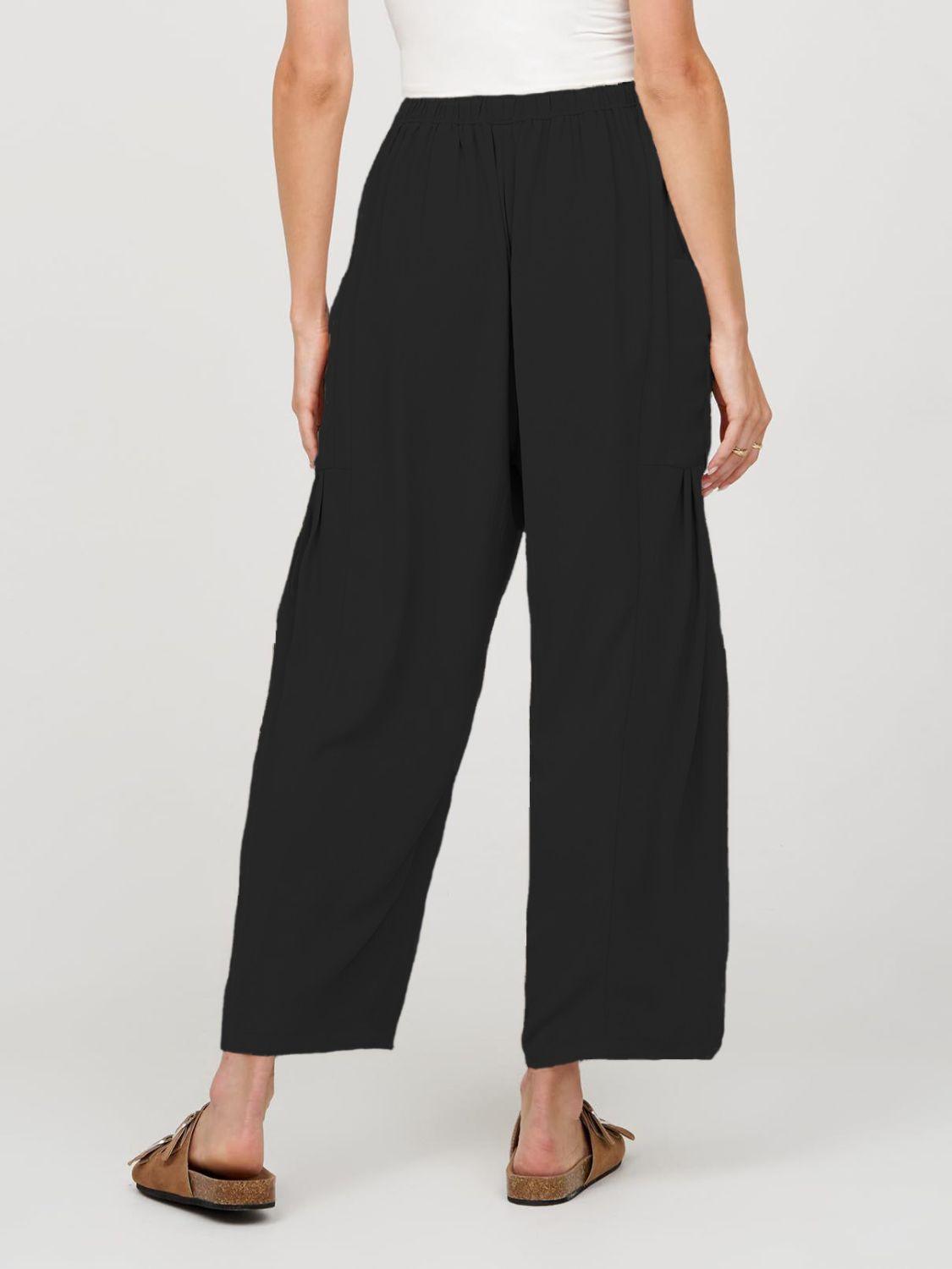 Pantalon large taille haute avec poches