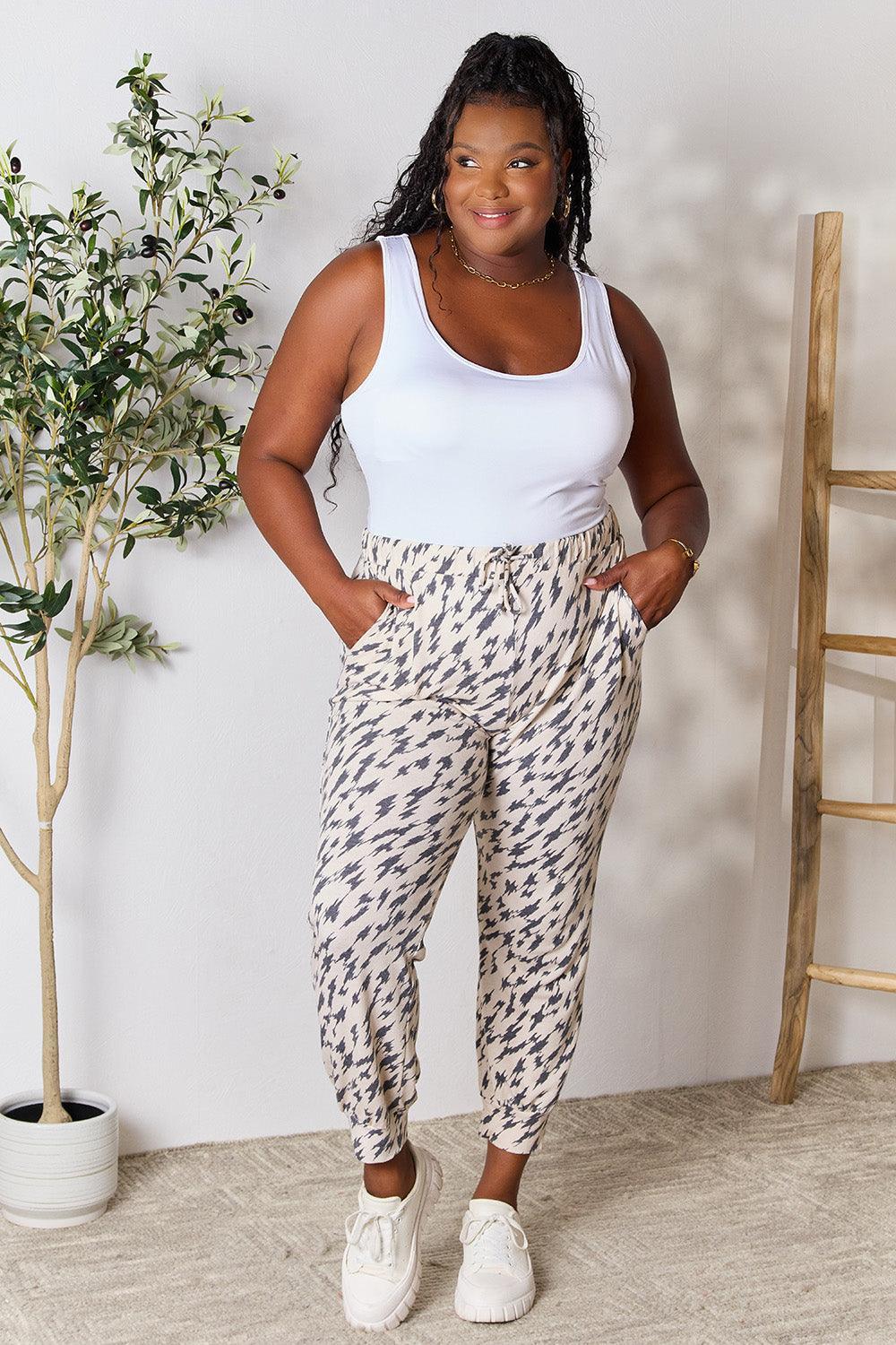 Pantalon à cordon de serrage imprimé Heimish taille réelle