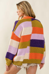 Cardigan à carreaux et blocs de couleurs BiBi