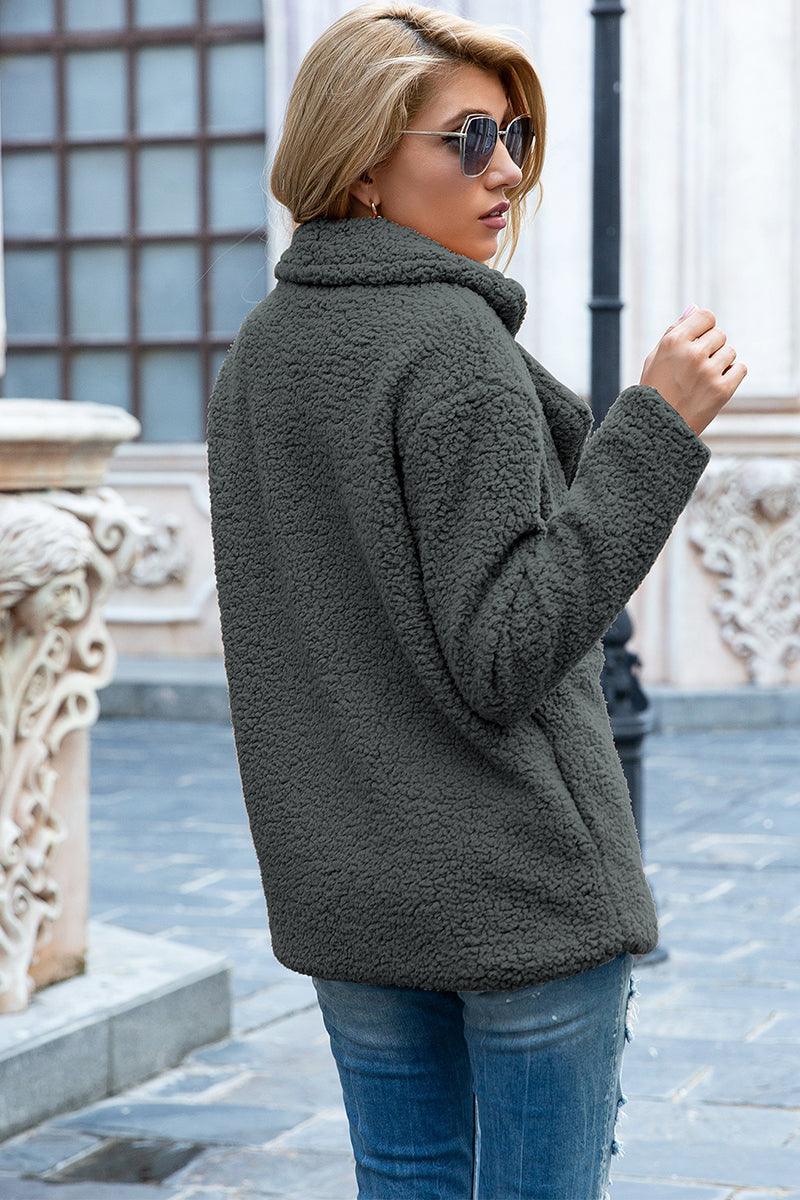 Manteau en sherpa à col à revers pleine grandeur Ivy Lane