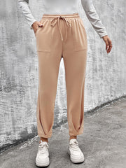 Pantalon droit avec cordon de serrage et poches
