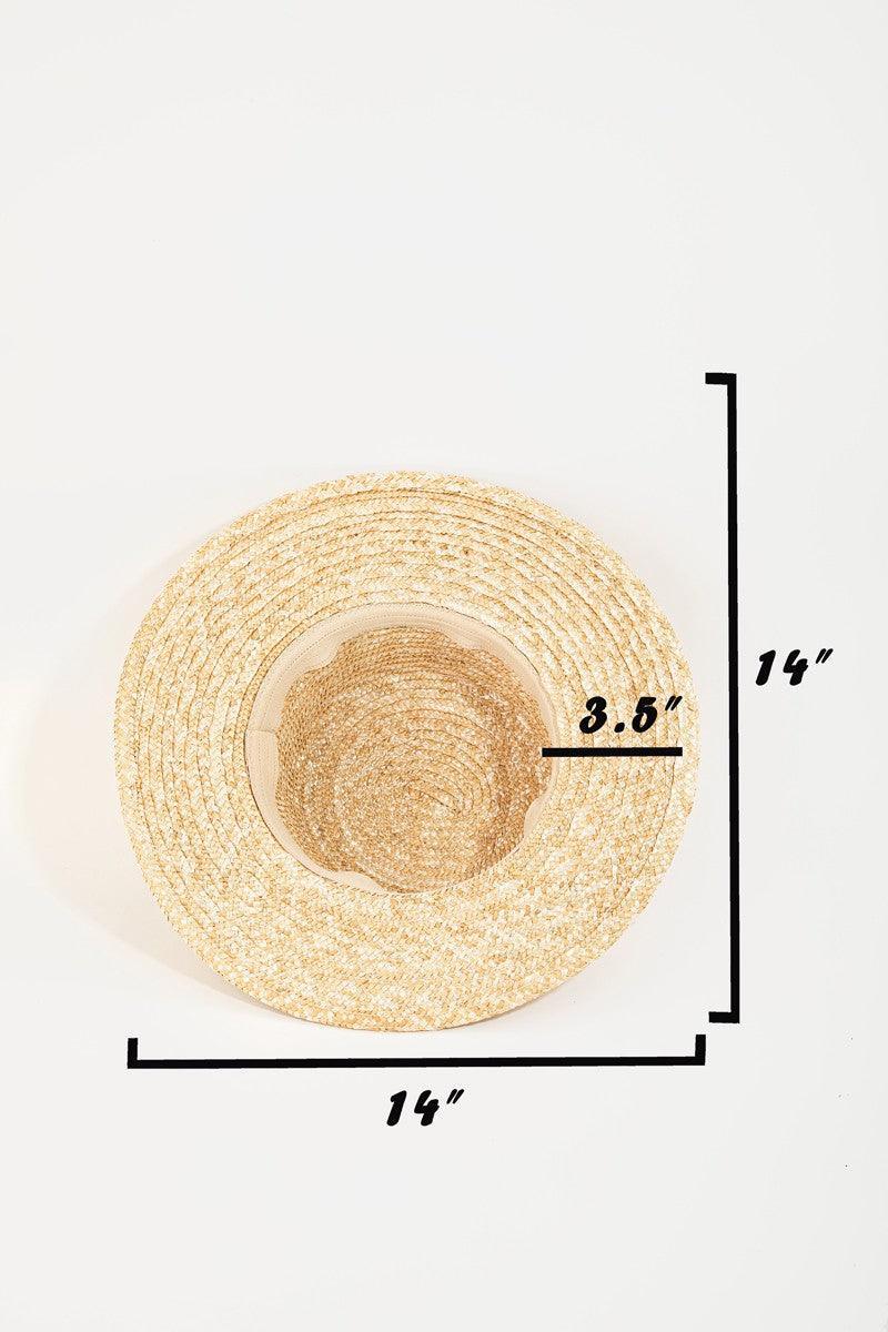 Chapeau de paille à large bord avec lanière Fame