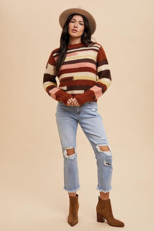 Pull à manches longues et col rond à blocs de couleurs Annie Wear