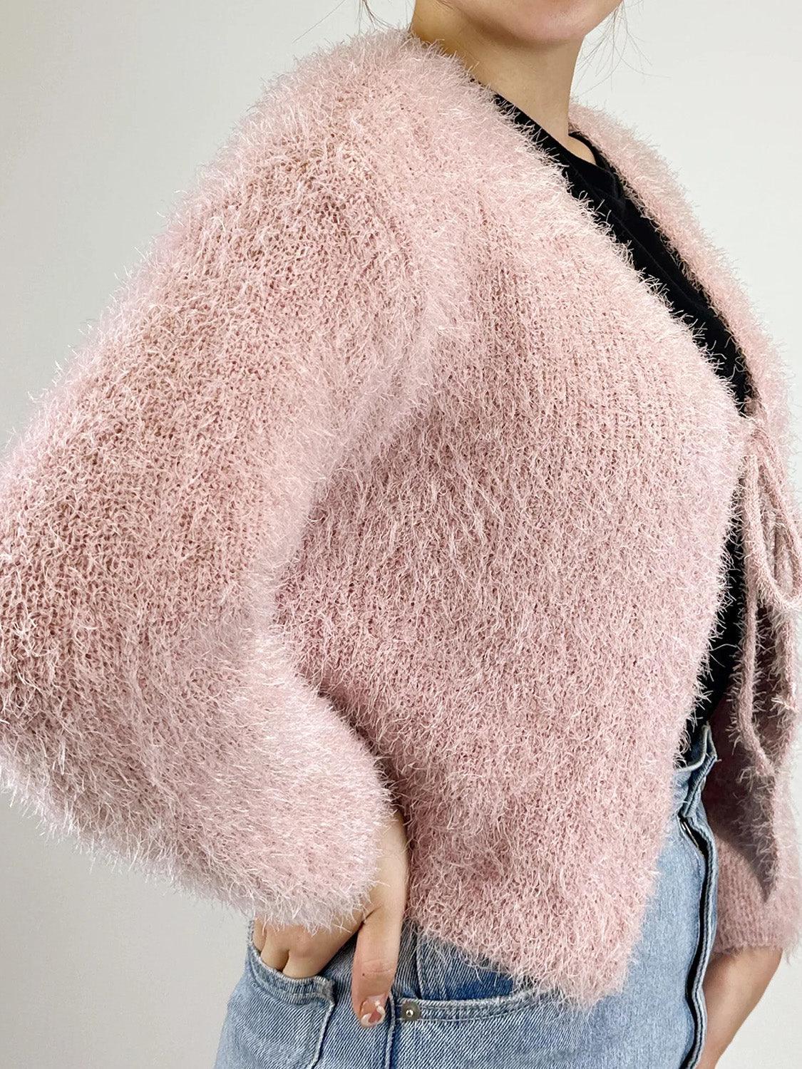 Cardigan noué ouvert sur le devant à épaules tombantes