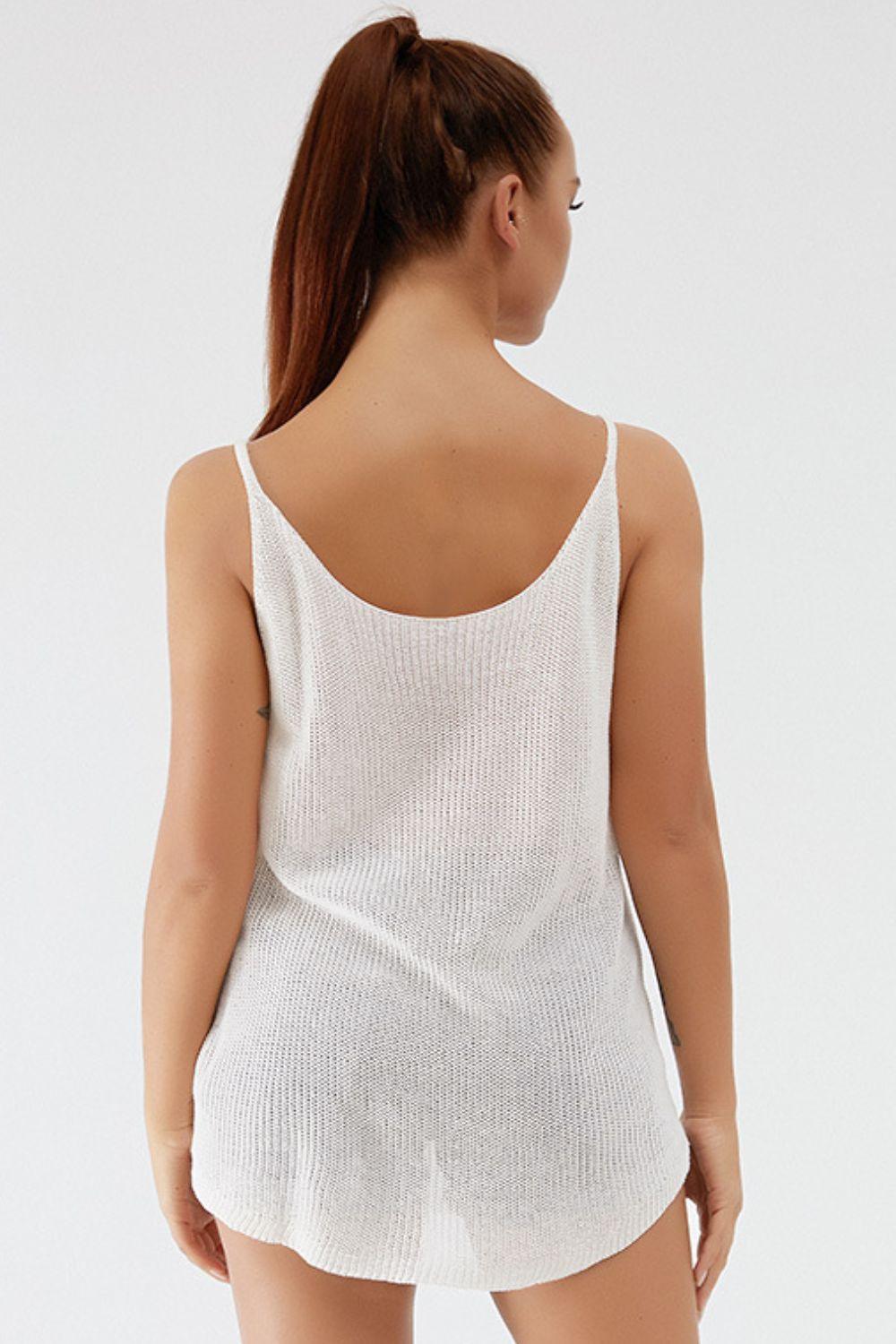 Camisole en tricot à bretelles spaghetti et col rond