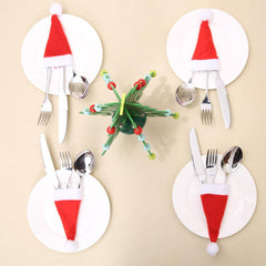 Lot de 20 porte-couverts en forme de chapeau de Noël