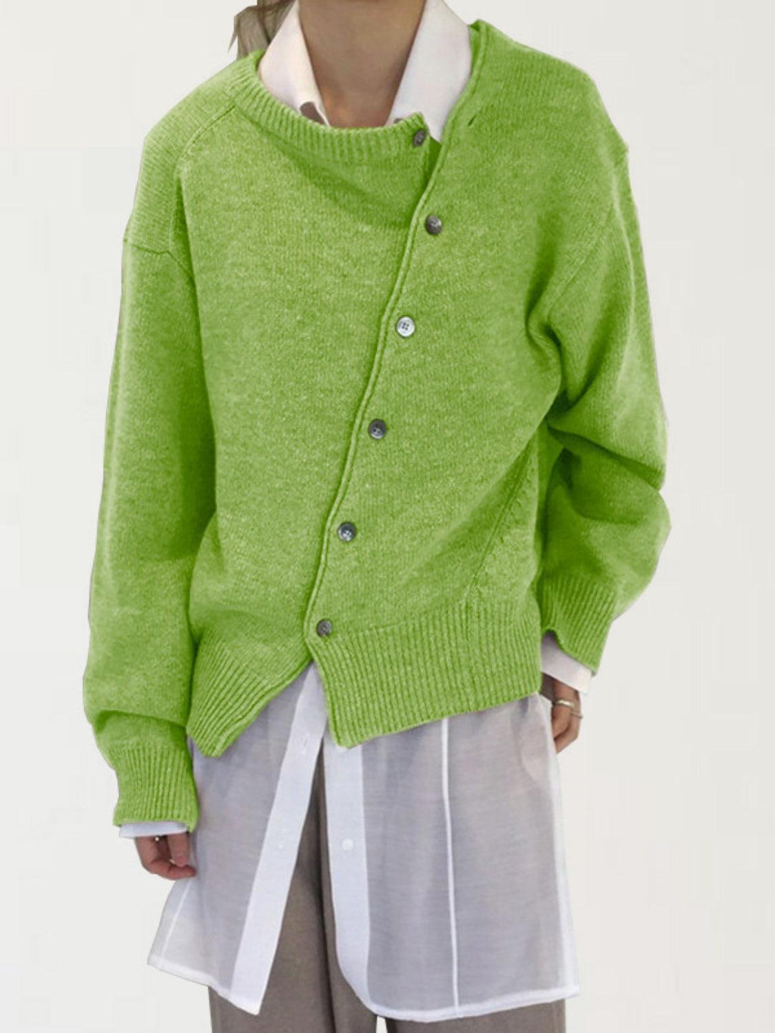 Cardigan boutonné à épaules tombantes