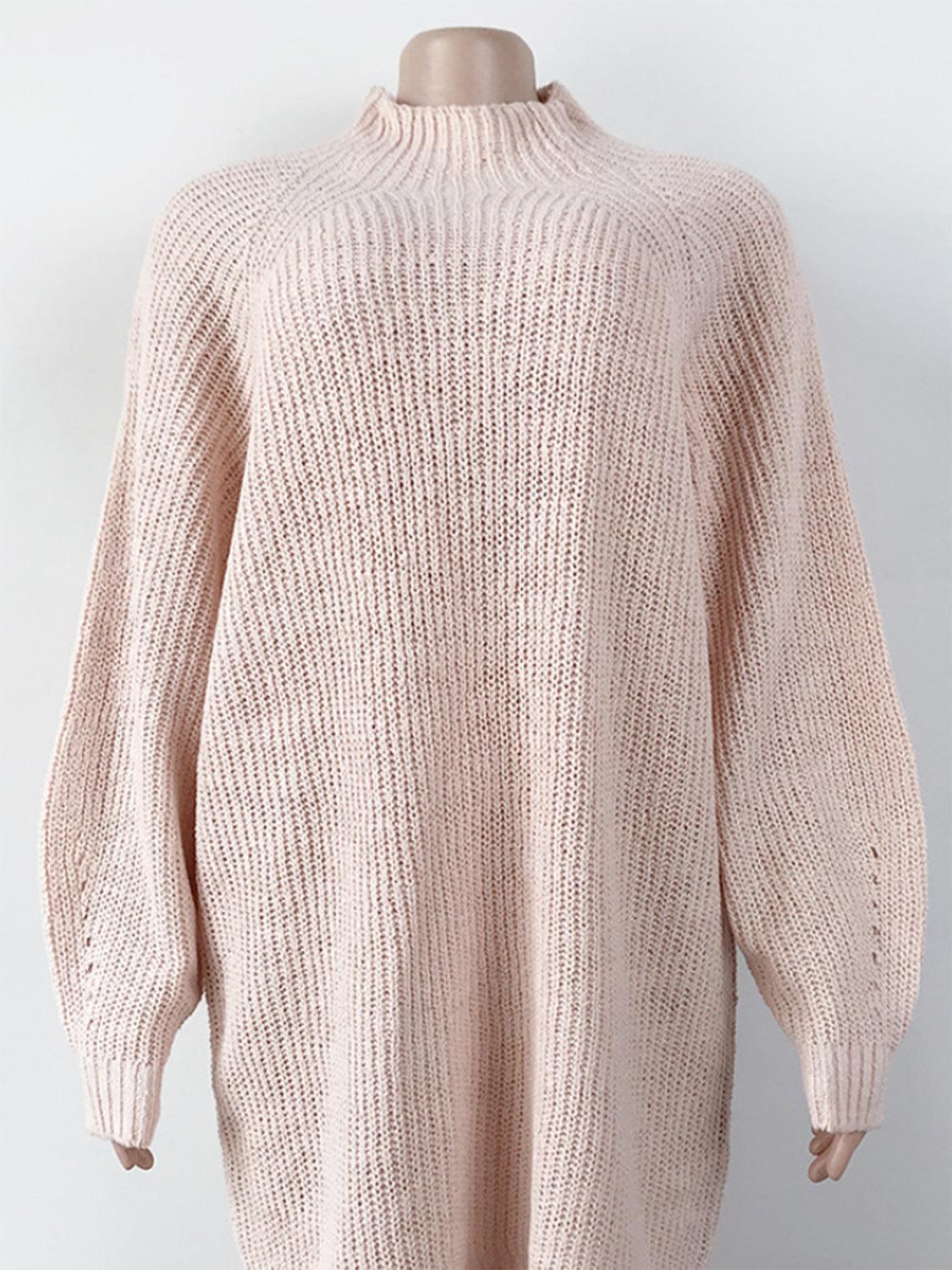 Robe pull à col montant et épaules tombantes