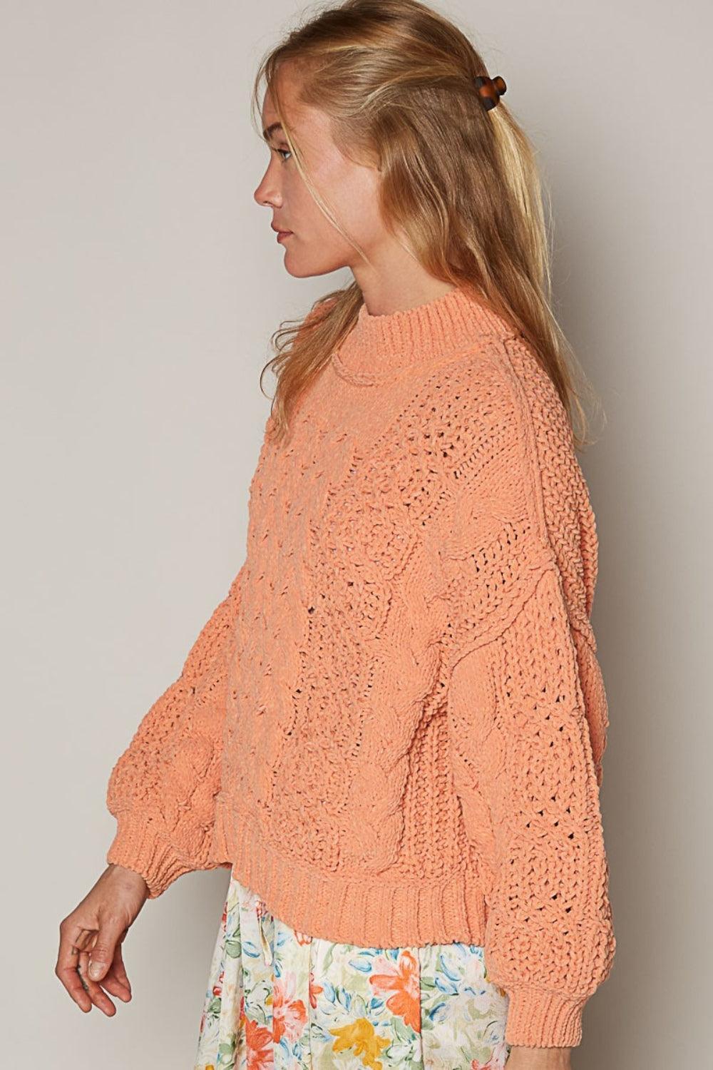 Pull en maille torsadée à col montant POL