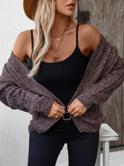Cardigan ouvert à manches longues en maille torsadée