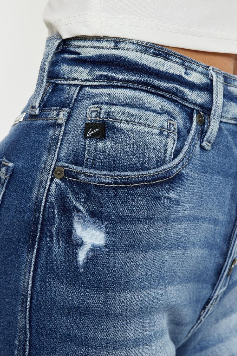 Short en jean Kancan taille haute avec braguette boutonnée et ourlet brut