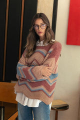 Pull col rond multicolore en zigzag d'Annie Wear