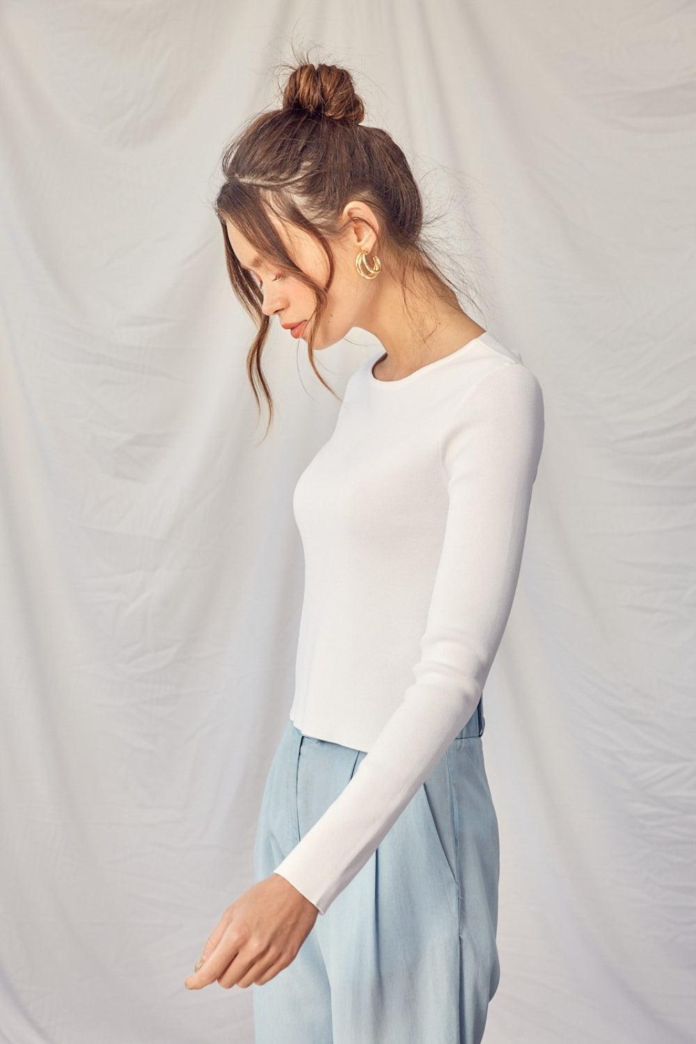 Haut en tricot à manches longues et dos nu torsadé Idem Ditto