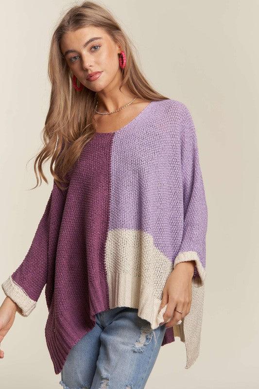 Pull à manches longues et blocs de couleurs avec fente latérale ADORA