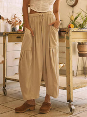 Pantalon large taille haute avec poches