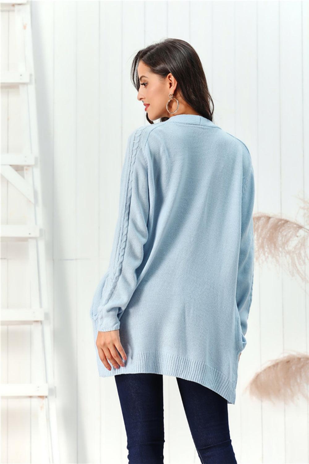 Cardigan ouvert à manches longues en maille torsadée